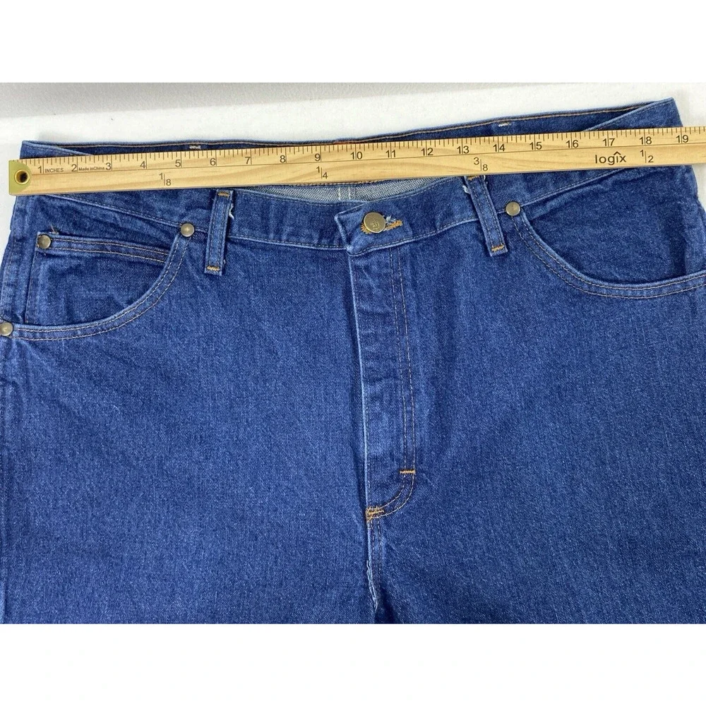 Wrangler Jeans Mens 38 x 31.5 Slim Fit Dark Wash Denim 36MWZ Cowboy Casual - Picture 7 of 11